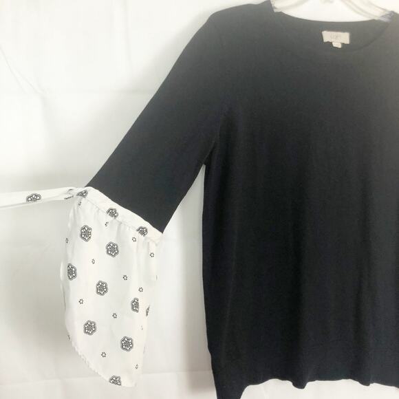 LOFT Sweater Womens Large Cotton Stretch Breathable Dark Boho Chic Fairygoth - Picture 5 of 10